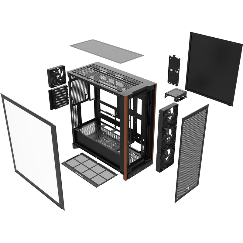 Afbeelding laden in galerijviewer, Thermaltake s370 ws midi tower behuizing (zwart | 2x usb-a | 1x usb-c | tempered glass)
