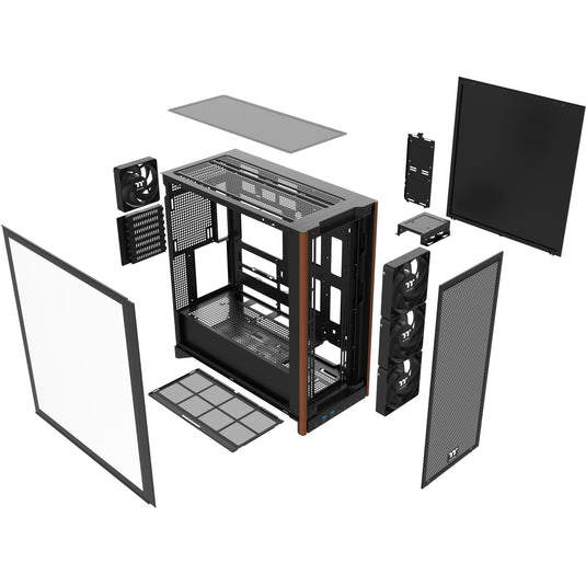 Thermaltake s370 ws midi tower behuizing (zwart | 2x usb-a | 1x usb-c | tempered glass)