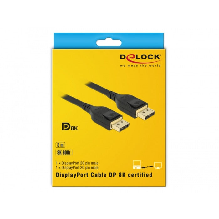 Afbeelding laden in galerijviewer, Delock displayport kabel (zwart, 3 meter, 8k)
