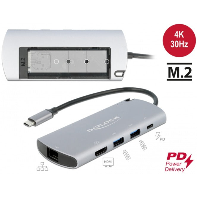 Afbeelding laden in galerijviewer, Delock usb type-c docking station met m.2 slot (grijs)
