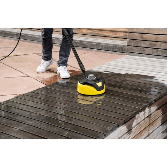 Kärcher k 4 wcm premium home hogedrukreiniger (geel zwart, met vuilfrees, slanghaspel en oppervlaktereiniger)