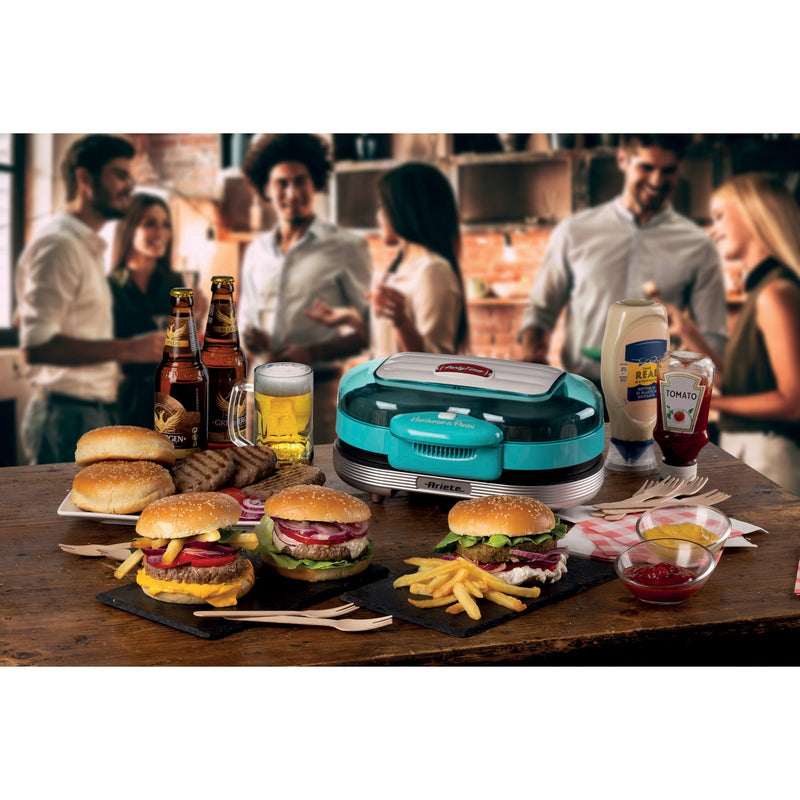 Afbeelding laden in galerijviewer, Ariete party time hamburger maker 0205 01 elektrische bakplaat (lichtblauw wit)
