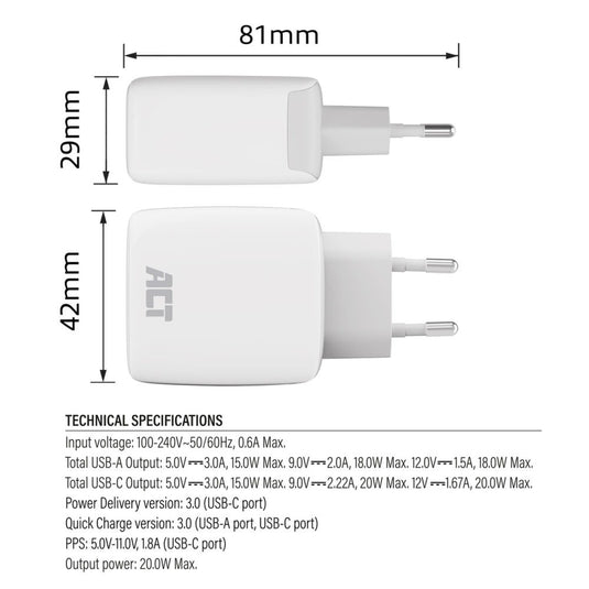 Act usb-oplader ac2122 wit