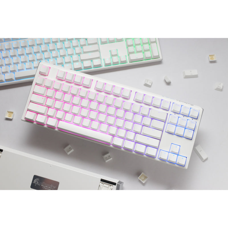 Afbeelding laden in galerijviewer, Ducky one 3 classic pure white tkl rgb mechanisch toetsenbord (wit, us lay-out (qwerty), cherry mx speed silver, 80% (tkl), rgb leds, double-shot pbt, hot-swappable, quack mechanics)
