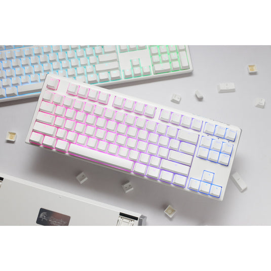 Ducky one 3 classic pure white tkl rgb mechanisch toetsenbord (wit, us lay-out (qwerty), cherry mx speed silver, 80% (tkl), rgb leds, double-shot pbt, hot-swappable, quack mechanics)