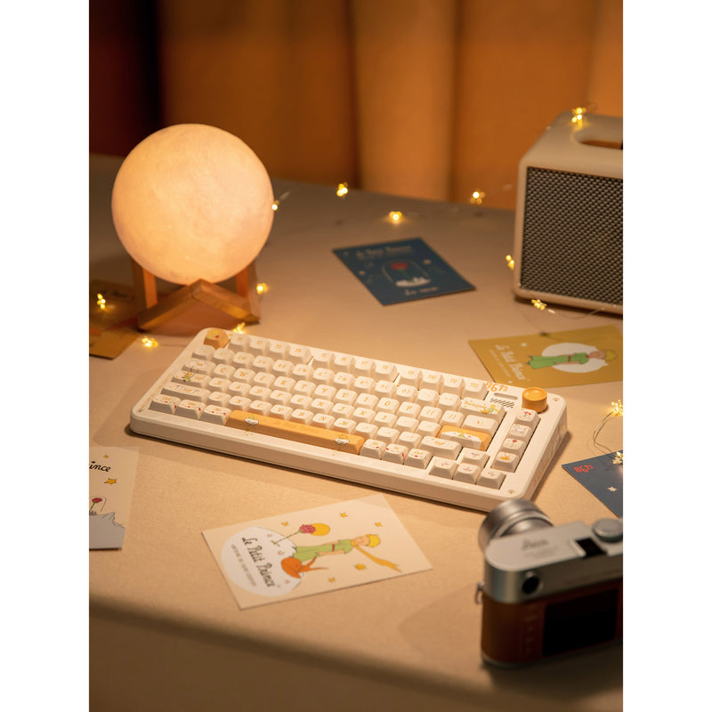 Afbeelding laden in galerijviewer, Iqunix zx75 sunset ponder wireless mechanical keyboard (lichtgeel, us lay-out (qwerty), iqunix little prince, 75%, rgb leds, hot-swappable, double-shot pbt, 2.4ghz | bluetooth 5.1 | usb-c)
