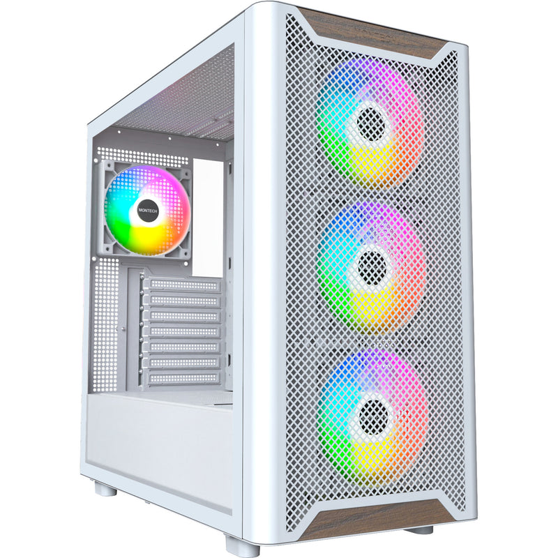 Afbeelding laden in galerijviewer, Montech xr wood midi tower behuizing (wit | 1x usb-a | 1x usb-c | rgb | window)
