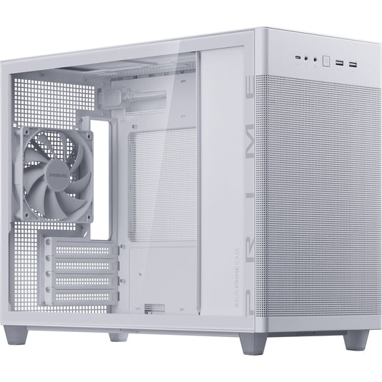 Asus prime ap201 midi tower behuizing (wit | 2x usb-a | 1x usb-c | tempered glass)