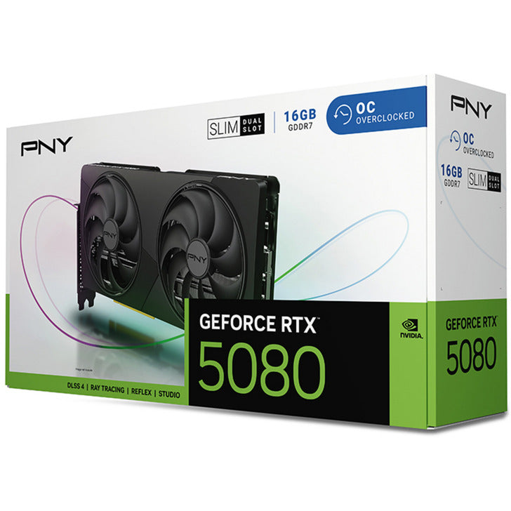 Afbeelding laden in galerijviewer, Pny geforce rtx 5080 slim oc grafische kaart (dlss 4, 3x displayport, 1x hdmi 2.1)
