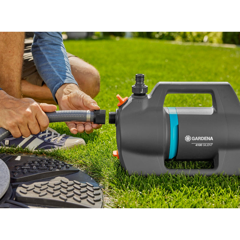 Afbeelding laden in galerijviewer, Gardena besproeiingspomp 4100 silent (donkergrijs turquoise, 550 watt)
