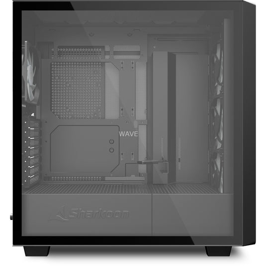 Sharkoon rebel c70g rgb midi tower behuizing (zwart houtkleur | 2x usb-a | 1x usb-c | rgb | tempered glass)