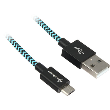 Sharkoon usb 2.0 kabel, usb-a > micro-usb b (zwart lichtblauw, 0,5 meter)
