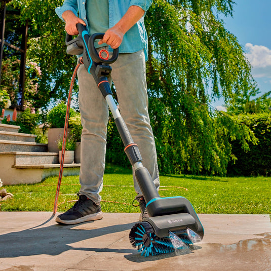 Gardena aquabrush medium rolborstel, voor accu-multireinigers wasborstel (grijs turquoise, 14849-20)