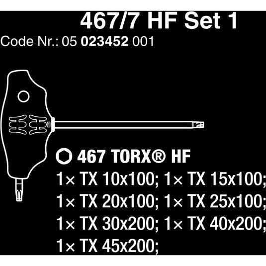 Wera 467 7 torx hf-set 1 kruiskopschroevendraaier + rek, 7 stuks (zwart groen, met holdingfunctie)