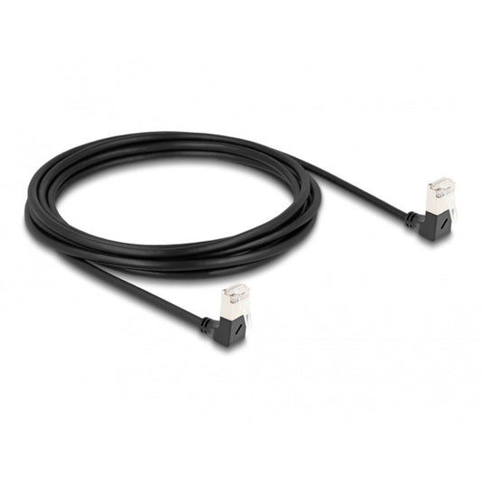 Delock rj45 network cable cat.6a s ftp slim 90° downwards downwards angled 3 m kabel (zwart)