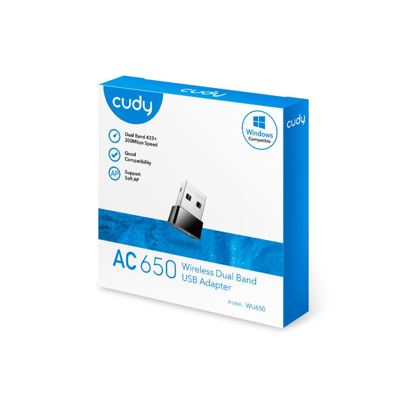 Afbeelding laden in galerijviewer, Cudy ac650 wireless dual band mini usb wlan adapter (zwart)
