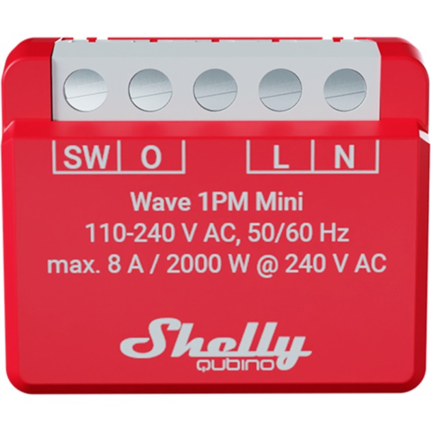 Afbeelding laden in galerijviewer, Shelly qubino wave 1pm mini relais (rood wit, 1-kanaals, z-wave)
