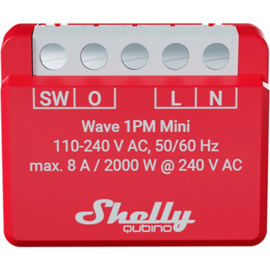 Shelly qubino wave 1pm mini relais (rood wit, 1-kanaals, z-wave)