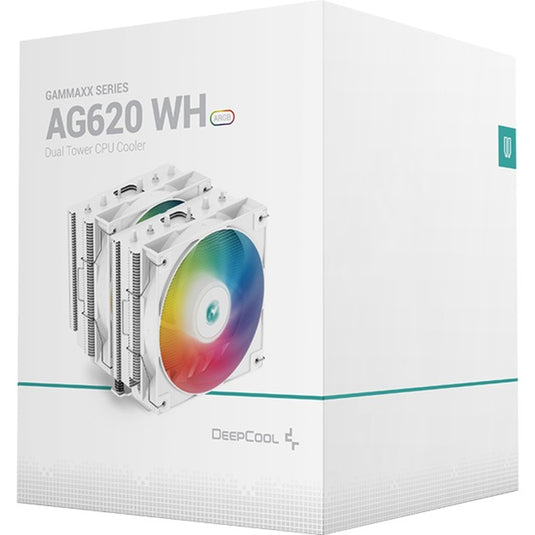 Deepcool ag620 wh argb cpu-koeler (wit, 4-pin pwm, rgb led)