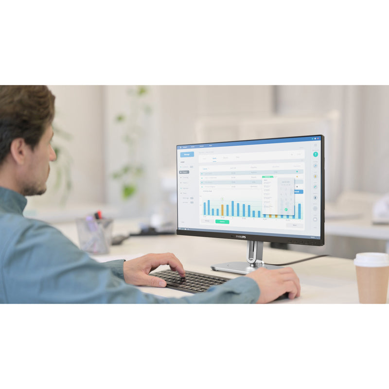 Afbeelding laden in galerijviewer, Philips 24b2g5301 23.8 monitor (zilver zwart, vga, hdmi, displayport, usb-c, lan, audio, 100 hz)
