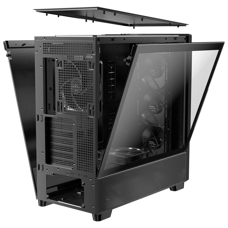 Afbeelding laden in galerijviewer, Antec flux midi tower behuizing (zwart | 2x usb-a | 1x usb-c | tempered glass)
