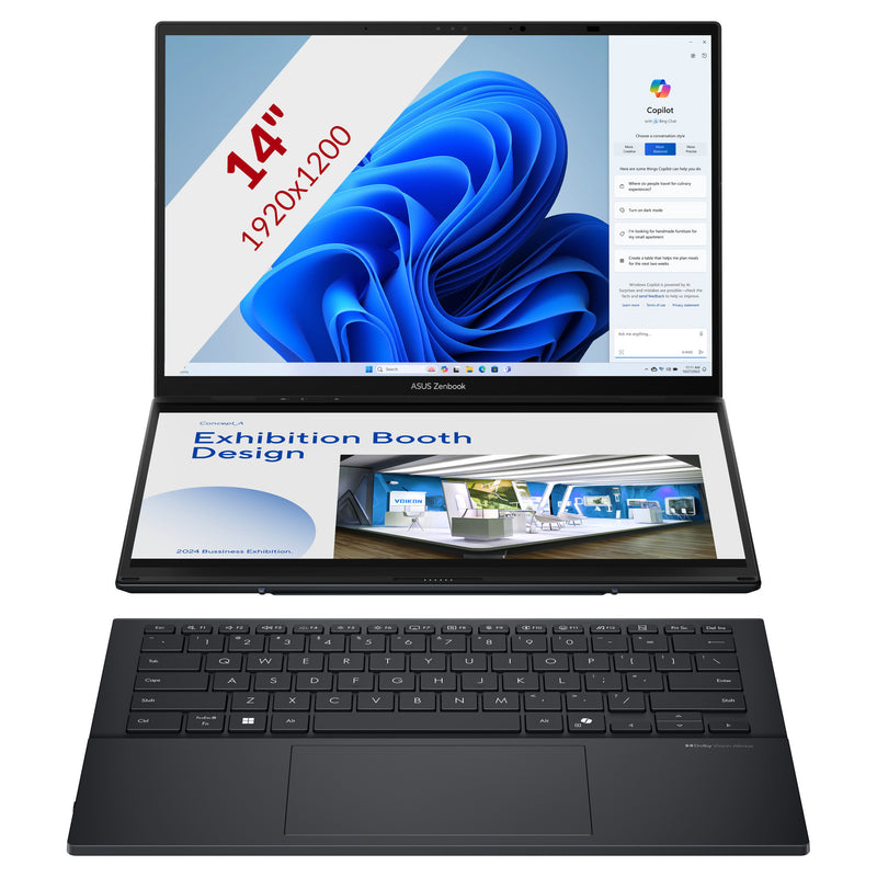 Afbeelding laden in galerijviewer, Asus zenbook duo ux8406ca-ql038w 14 copilot+ 2-in-1 laptop (grijs | ultra 7 255h | arc 140t | 32 gb | 1 tb ssd | oled | touch)
