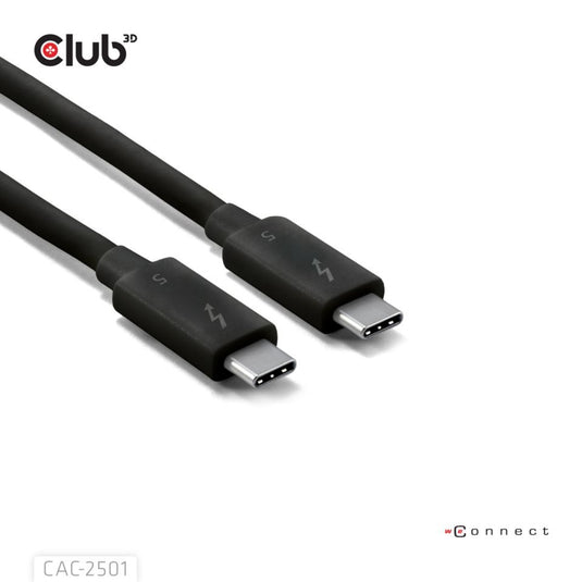 Club 3d gecertificeerde thunderbolt 5 kabel (zwart, 1 meter, 240 w)