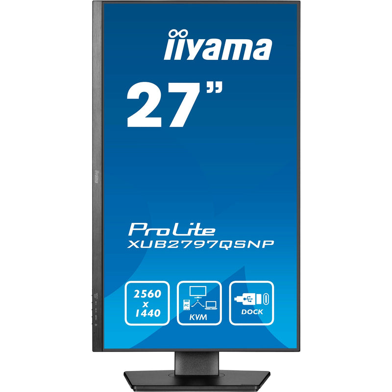 Afbeelding laden in galerijviewer, Iiyama prolite xub2797qsnp-b1 27 monitor (zwart (mat), hdmi, displayport, 3x usb-a, 3x usb-c, rj-45)
