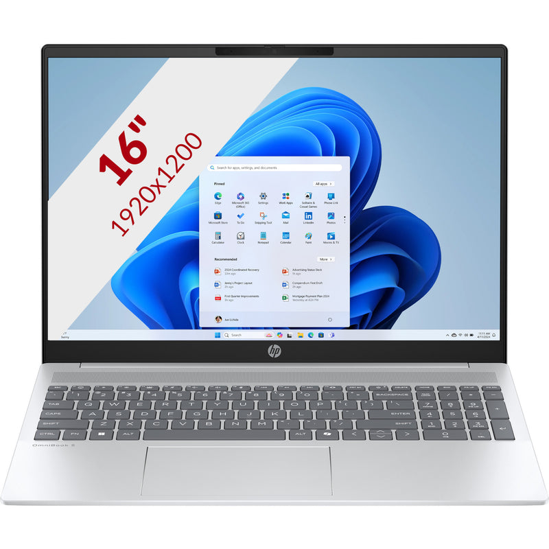 Afbeelding laden in galerijviewer, Hp omnibook 5 16-bc1070nd (bl8x8ea) 16 laptop (zilver | ryzen 7 8840u | radeon 780m | 16 gb | 512 gb ssd)
