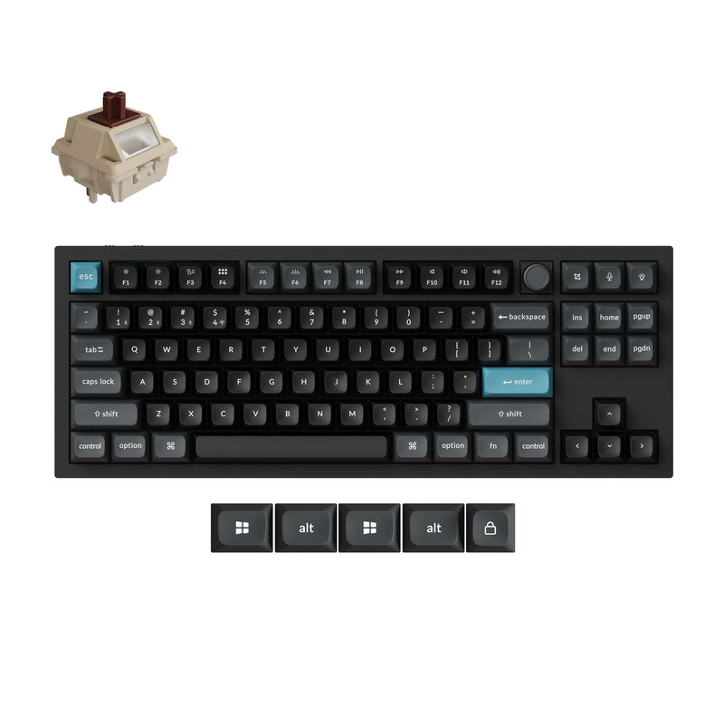 Afbeelding laden in galerijviewer, Keychron q3 ultra-m3 8k wireless custom mechanical keyboard (zwart, us lay-out (qwerty), silk pom brown, 80% (tkl), rgb, hot swap, 8k, 2.4 ghz | bluetooth 5.2 | usb-c)
