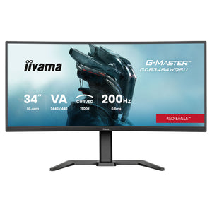 Iiyama g-master red eagle gcb3484wqsu-b2 34 curved ultrawide gaming monitor (zwart, 1x displayport, 2x hdmi, 2x usb-c, 2x usb-a)