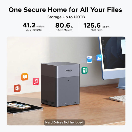 Ugreen nasync dh4300 plus (grijs, 1x 2,5gbe, hdmi, usb-c)