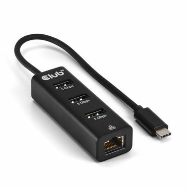 Club 3d usb‑c 3.2 gen 1 naar 3x usb‑a + ethernet dockingstation (zwart)