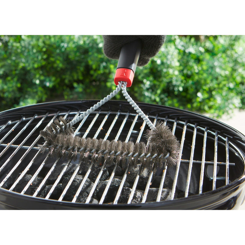 Afbeelding laden in galerijviewer, Weber driezijdige reinigingsborstel grillreinigingsborstel (zwart rood, 30 cm)
