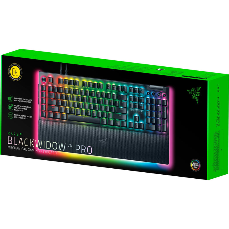Afbeelding laden in galerijviewer, Razer blackwidow v4 pro rgb mechanisch gaming toetsenbord (zwart, us lay-out (qwerty), yellow, 100%)
