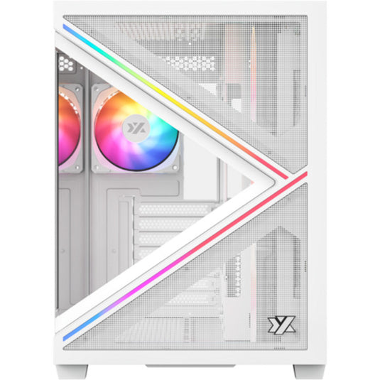 Xyz pc gear qubex midi tower behuizing (wit | 2x usb-a | 1x usb-c | tempered glass)