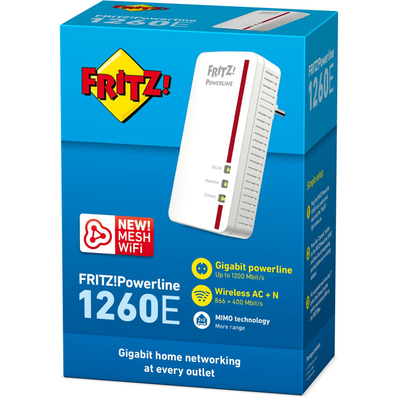 Afbeelding laden in galerijviewer, Fritz! powerline 1260e international (wit, 1 stuks, mesh wi-fi)
