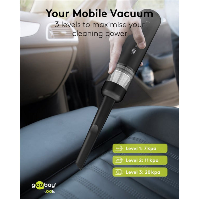 Afbeelding laden in galerijviewer, Goobay cordless mini vacuum cleaner superior handstofzuiger (zwart)
