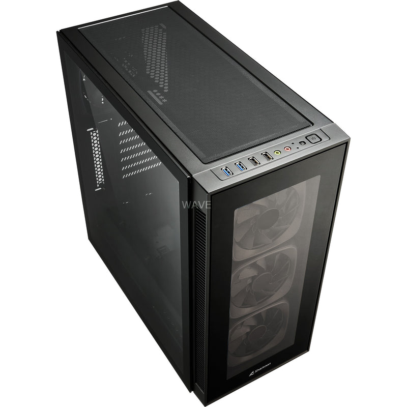 Afbeelding laden in galerijviewer, Sharkoon tg6 rgb midi tower behuizing (zwart | 4x usb-a | rgb | tempered glass)
