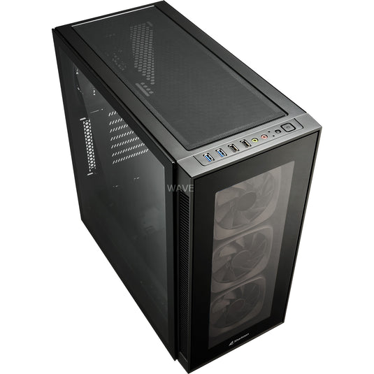 Sharkoon tg6 rgb midi tower behuizing (zwart | 4x usb-a | rgb | tempered glass)