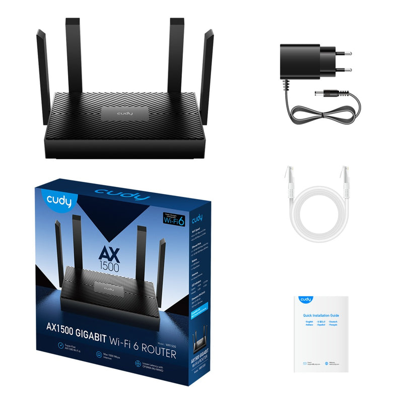 Afbeelding laden in galerijviewer, Cudy ax1500 gigabit wi-fi 6 router (zwart, app)
