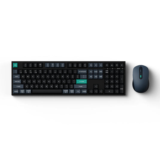 Keychron b36 keyboard and bm25 mouse wireless combo desktopset (zwart, us lay-out (qwerty), scissor switches, 100%, abs, usb-c | 2.4 ghz | bluetooth, 400-2400 dpi)