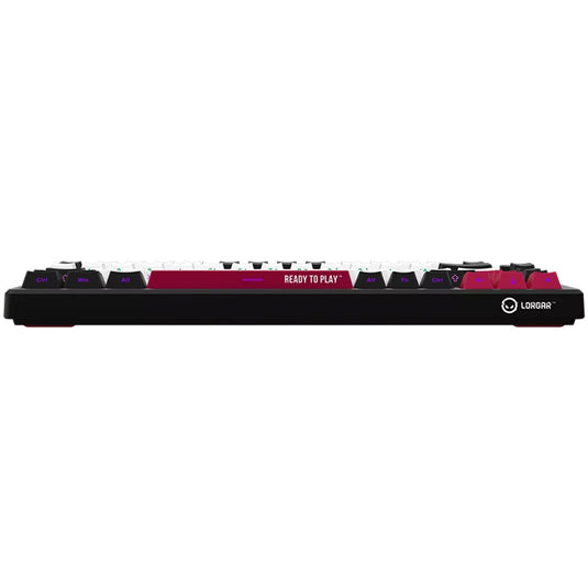 Lorgar kbp7075w rgb mechanisch gaming toetsenbord (zwart, us lay-out (qwerty), logar toxic purple, 75%, rgb, hot-swappable, pbt double-shot, bluetooth | 2.4ghz | usb)