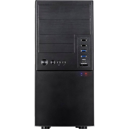 Inter-tech it-6865 midi tower behuizing (zwart | 4x usb-a | 1x usb-c)