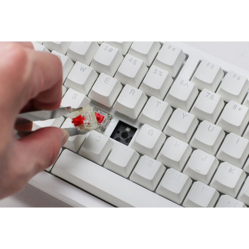 Afbeelding laden in galerijviewer, Ducky zero 6108 pure white rgb mechanisch gaming toetsenbord (wit, us lay-out (qwerty), cherry mx2a blue, 100%, rgb leds, double-shot pbt, hot swap, 2.4ghz | bluetooth | usb-c)
