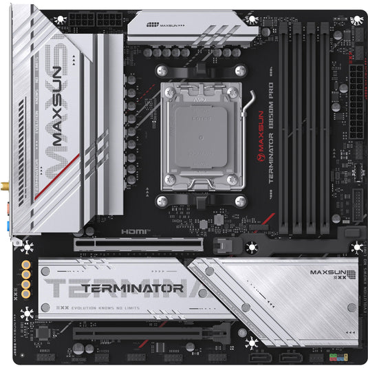 Maxsun ms-terminator b850m pro wifi socket am5 moederbord (zwart, raid, 2.5 gb-lan, wlan, bt, sound, µatx)