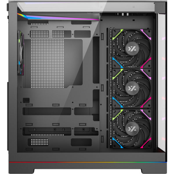 Afbeelding laden in galerijviewer, Xyz pc gear tesseract a-rgb midi tower behuizing (zwart | 2x usb-a | 1x usb-c | rgb | tempered glass)
