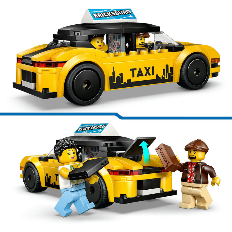 Afbeelding laden in galerijviewer, Lego ® city gele taxi - modelautobouwset met 2 minifiguren - klassieke speelgoedtaxi - 60487
