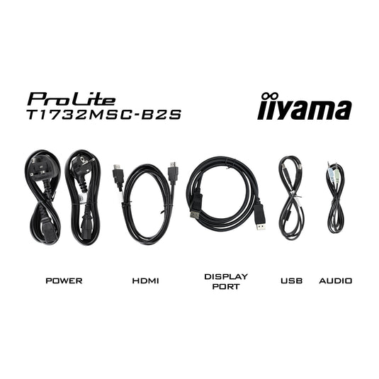 Iiyama prolite t1732msc-b2s 17 touchscreen monitor (zwart, vga, hdmi, displayport, audio, touchscreen)