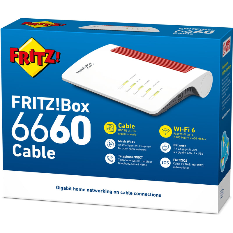 Afbeelding laden in galerijviewer, Fritz! box 6660 cable international router (wit rood, mesh wi-fi)
